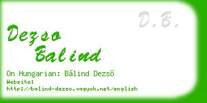 dezso balind business card
